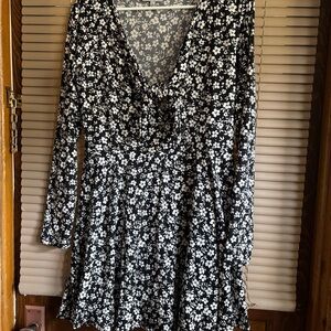Floral Black and White Dress
